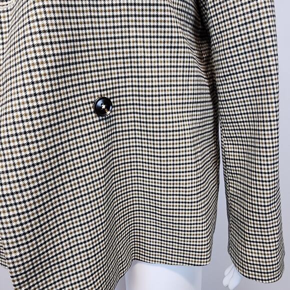 Mod Ref Checkered Blazer Lady Jacket Size S Beige Double Breast Boxy Academia - Picture 7 of 16